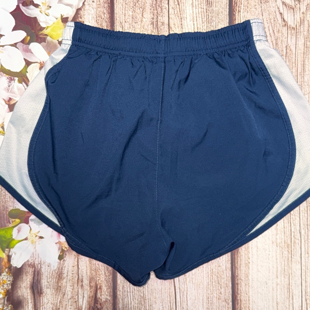 Nike Women's Dark Blue and White Athletic Shorts - Picture 2 of 3